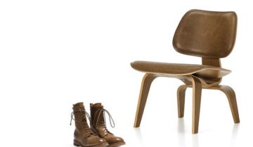 Deer on the Chair: VITRA & CERVO VOLANTE mit Plywood Stuhl aus wildem Schweizer Hirschleder